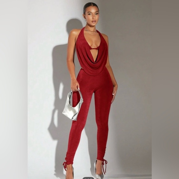 Red Women's Two Piece Pant Set - Picture 1 of 6